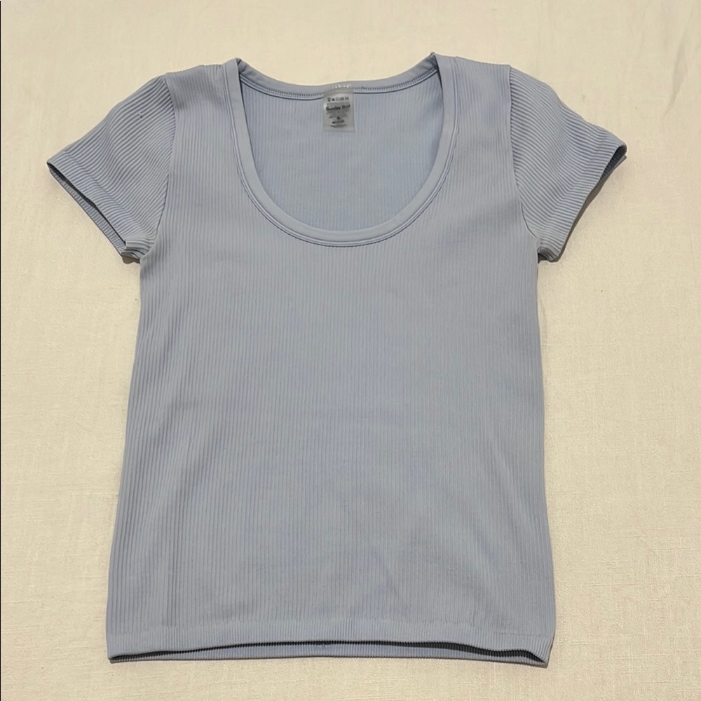 Aritzia Sunday Best- Periwinkle ribbed shirt